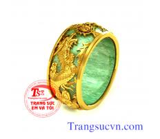 Nhẫn ngọc rồng phượng 18k
