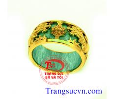 Nhẫn ngọc rồng phượng 18k