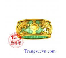 Nhẫn ngọc rồng phượng 18k