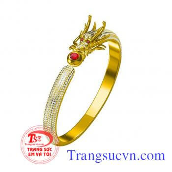 Vòng tay rồng đẹp vàng tây 18k với trọng lượng 3 cây đính kim mỹ