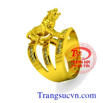 Nhẫn nam mãnh hổ tuổi Dần,Vàng 18k-Diamond