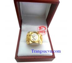 Nhẫn mặt rồng vàng tây dành cho nam,thiết kế rồng trên máy,đúc nhẫn công nghệ cao,đánh bóng sáng đẹp