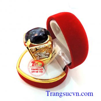 Nhẫn sapphire sọc vàng tây đẹp