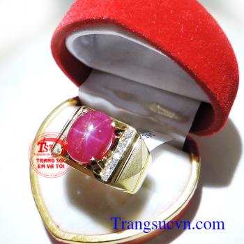 Nhẫn ruby sao nam vàng tây với chiếc nhẫn vàng đính đá ruby sao tự nhiên Có giấy kiểm định,bảo hành nhẫn ruby sao 1 năm,có thu mua lại sản phẩm.Nhẫn nam đẹp