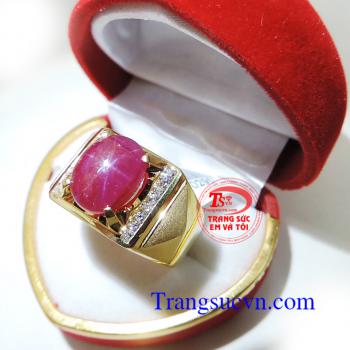 Nhẫn ruby sao nam vàng tây với chiếc nhẫn vàng đính đá ruby sao tự nhiên Có giấy kiểm định,bảo hành nhẫn ruby sao 1 năm,có thu mua lại sản phẩm.Nhẫn nam đẹp