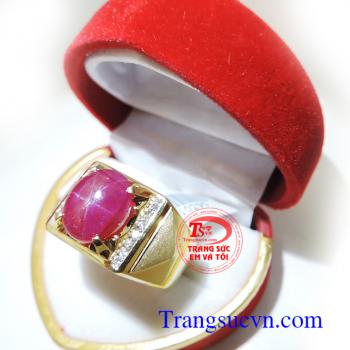 Nhẫn ruby sao nam vàng tây với chiếc nhẫn vàng đính đá ruby sao tự nhiên Có giấy kiểm định,bảo hành nhẫn ruby sao 1 năm,có thu mua lại sản phẩm.Nhẫn nam đẹp