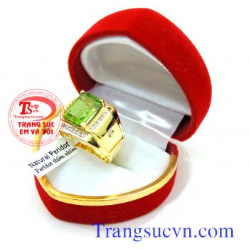 Nhẫn nam mệnh hỏa Peridot thiên nhiên vàng 14k thân nhẫn đẹp,sang trong với chiếc nhẫn nam vàng tây,Kiểm định Có,Bảo hành 1 năm,giao nhẫn tận nơi,nhan nam