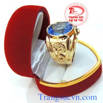 Nhẫn nam topaz rồng mệnh mộc và thủy vàng 14k gắn đá mới màu nước biển tưng sinh cho mệnh mộc,cây cần có nước,hợp đep ngón giữa, nhẫn nam topaz