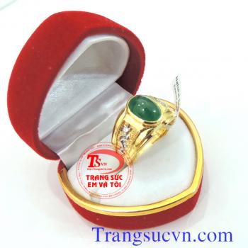 Nhẫn vàng nam emerald thiên nhiên,nhẫn nam vàng 18k,nhẫn nam đá quý có giấy kiểm định vàng đảm bảo tuổi theo tiêu chuẩn quốc tế,bảo hành 1 năm