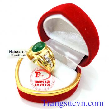Nhẫn vàng nam emerald thiên nhiên,nhẫn nam vàng 18k,nhẫn nam đá quý có giấy kiểm định vàng đảm bảo tuổi theo tiêu chuẩn quốc tế,bảo hành 1 năm