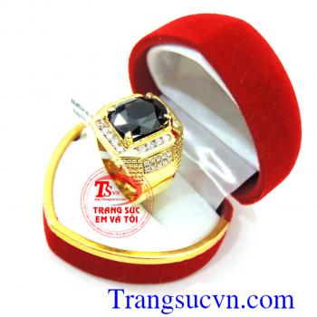 Nhẫn vàng nam sapphire đen thiên nhiên có kiểm định đá và vàng,bảo hành 1 năm,giao nhẫn toàn quốc,đặt nhẫn thiết kế 3D theo yêu cầu,nhẫn nam saphir