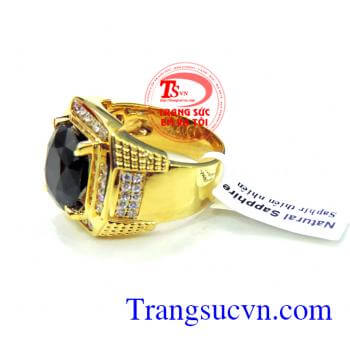 Nhẫn vàng nam sapphire đen thiên nhiên có kiểm định đá và vàng,bảo hành 1 năm,giao nhẫn toàn quốc,đặt nhẫn thiết kế 3D theo yêu cầu,nhẫn nam saphir