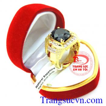 Nhẫn vàng nam sapphire đen thiên nhiên có kiểm định đá và vàng,bảo hành 1 năm,giao nhẫn toàn quốc,đặt nhẫn thiết kế 3D theo yêu cầu,nhẫn nam saphir
