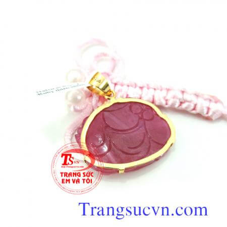 Mặt Phật Di Lặc Ruby đỏ thiên nhiên có giấy kiểm định vàng đảm bảo 18k 750,mặt phật di lặc nam đeo mặt dây chuyền,bảo hành 1 năm,Bán toàn quốc