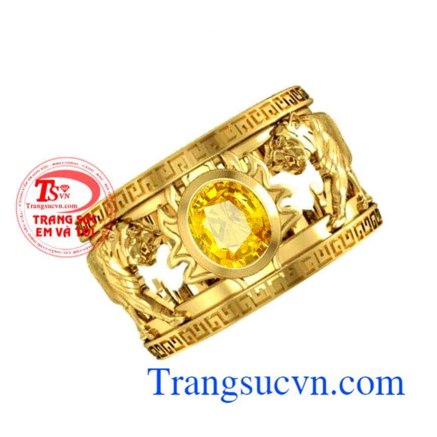 Nhẫn nam sapphire vàng song Hổ
