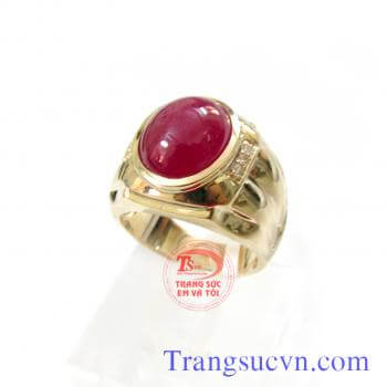 Nhẫn nam ruby myanma thiên nhên có kiểm định,nhẫn nam vàng 18k đá quý hồng ngọc,ai cũng đều đeo được vì ruby là máu của đất mẹ