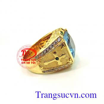 Nhẫn nam topaz xanh nước biển có giấy kiểm định đá quý và vàng kèm theo nhẫn nam topaz,bán nhẫn nam topaz toàn quôc,được đặt nhẫn nam topaz theo size tay