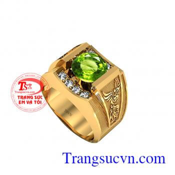 Nhẫn vàng nam 18k peridot xanh lá,nhẫn nam vàng 18k,thiết kế 3D nhẫn nam phượng hoàng, nhẫn nam đẹp theo mệnh,bảo hành 1 năm