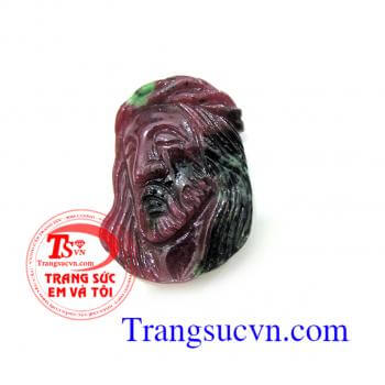 Hình Chúa Đội Mão gai mặt đá annyoli -ruby mặt được tạc hoàn toàn thủ công,mặt dây hình chúa giê su ki tô,bạn có thể bọc vàng theo yêu cầu