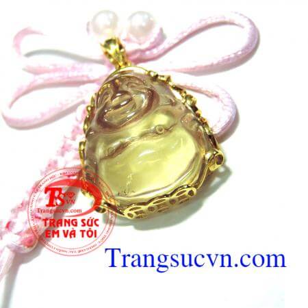 Mặt phật phật thạch anh vàng