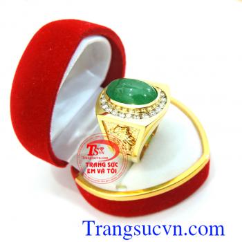 Nhẫn nam emerald và kim cương