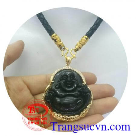 Bộ trang sức Mệnh Mộc-Thủy mặt dây phật đá thiên thạch,bọc vàng tây,dây da bọc vàng tây,sản phẩm dành cho nam,bán bộ dây chuyền toàn quốc,thanh toán an toàn