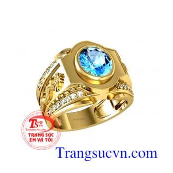 Nhẫn nam đá Topaz mệnh Mộc & Thủy