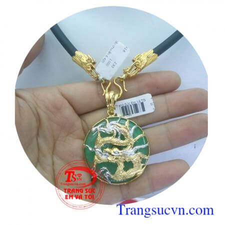 Bộ dây cao su và mặt ngọc bọc rồng vàng