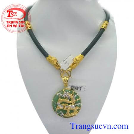 Bộ dây cao su và mặt ngọc bọc rồng vàng