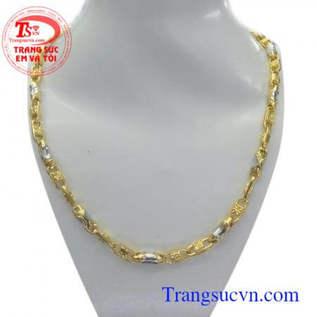 Dây chuyền vàng hai màu vàng trắng và vàng màu,đeo cổ cho nam,dây chuyền làm theo công nghệ Italia,chiếc dây chuyên phù hợp thời trang và sang trọng,bảo hành 6 tháng. Dây chuyền vàng hai màu