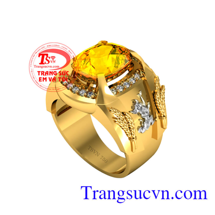 Nhẫn nam tuổi Sửu-Mệnh Kim hộ mệnh đá sapphire vàng,nhẫn nam vàng 18k 75%Au thiết kế chế tác 3D sắc nét nhẫn nam tuổi sửu(Tuổi Trâu) nhẫn mệnh kim đẳng cấp 