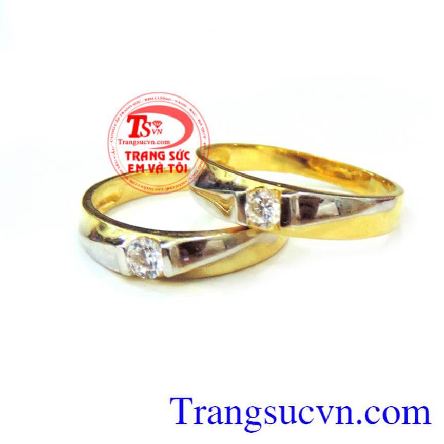 Nhẫn cưới giá rẻ 2 viên đá
