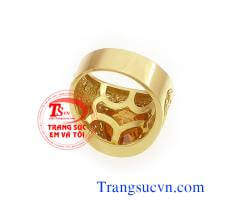 Nhẫn nam gắn đá thạch anh vàng