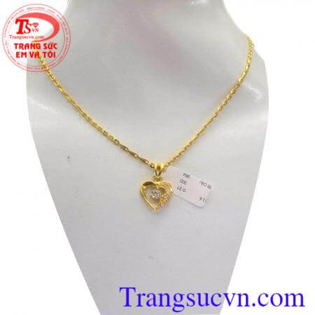 Bộ trang sức mặt dây trái tim cho nữ, dây chuyền vàng, trang sức nữ, bộ dây chuyền giá rẻ.