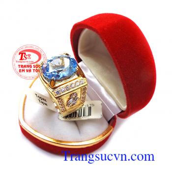 Nhẫn vàng nam topaz mệnh Thủy