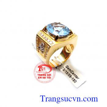 Nhẫn nam Topaz mệnh Thủy và Mộc đảm bảo chất lượng