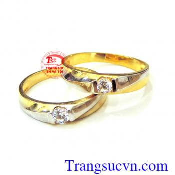 Nhẫn cưới giá rẻ 2 viên đá