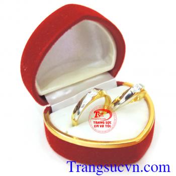 Nhẫn cưới giá rẻ 2 viên đá