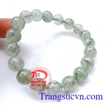 Chuỗi thạch anh tóc xanh 10.5 ly dành cho người đeo theo mệnh hỏa, Mộc thạch anh tóc xanh thiên nhiên món quà ý nghĩa cho người bạn thương yêu Chuỗi thạch anh tóc xanh 10.5 ly