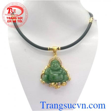 Bộ mặt phật di lặc ngọc Jadeite vàng tây