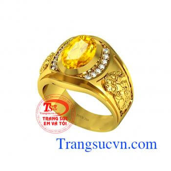 Nhẫn nam tỳ hưu sapphire vàng 18k