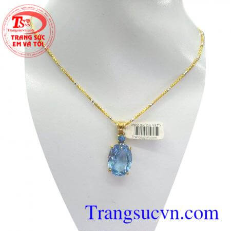 Bộ dây chuyền mặt đá Topaz mệnh thủy và mộc