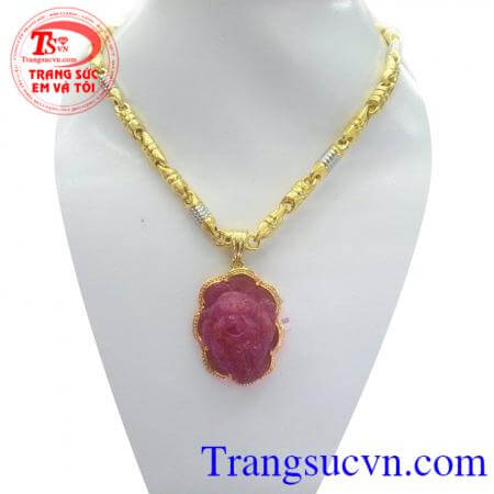 Bộ dây chuyền vàng mặt ruby thiềm thừ