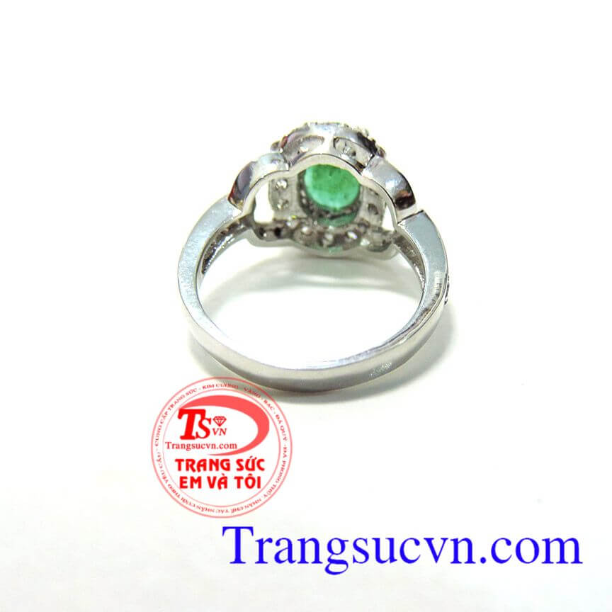 Nhẫn vàng trắng Emerald thiên nhiên kiểm định Naturald Emerald,vàng trắng 14k(58,5%Au)nhẫn nữ emerald đẳng cấp quý phái,tinh tế cho chiếc nhẫn nữ đá quý sau kim cương,Món quà cho vợ Ý nghĩa cho ngày kỷ niệm