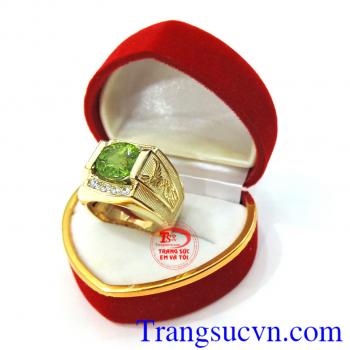 Nhẫn vàng nam 18k peridot xanh lá,nhẫn nam vàng 18k,thiết kế 3D nhẫn nam phượng hoàng, nhẫn nam đẹp theo mệnh,bảo hành 1 năm
