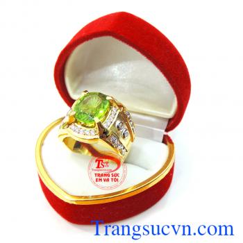 Nhẫn nam đẹp perodot Mệnh Mộc + Hỏa Nhẫn vàng nam vàng tây peridot xanh lá hợp mệnh,thiết kế 3D nhẫn nam phượng hoàng, nhẫn nam đẹp theo mệnh,bảo hành 1 năm