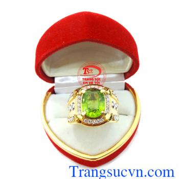Nhẫn nam đẹp perodot Mệnh Mộc + Hỏa Nhẫn vàng nam vàng tây peridot xanh lá hợp mệnh,thiết kế 3D nhẫn nam phượng hoàng, nhẫn nam đẹp theo mệnh,bảo hành 1 năm
