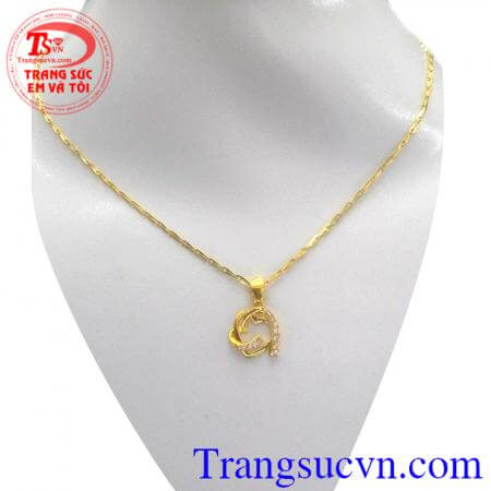 Bộ dây chuyền trái tim biết yêu Bộ trang sức nữ vàng quà tặng cho chị em phụ nữ trong các dịp lễ tết và ngày sinh nhật,ngày kỷ niệm món quà ý nghĩa,dây chuyền và mặt dây chất lượng đảm bảo,Sang trọng và quý phái hợp thời trang
