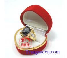 Nhẫn nam đá đen vàng tây