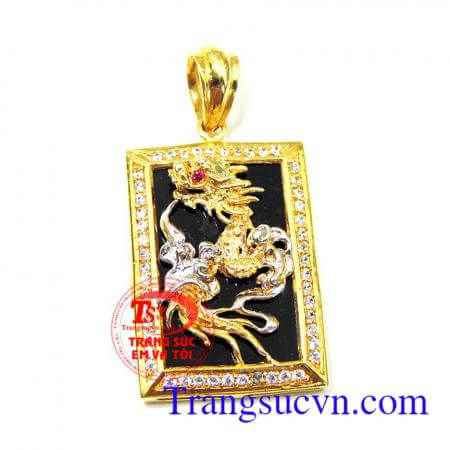 Mặt dây rồng vàng nổi 3D